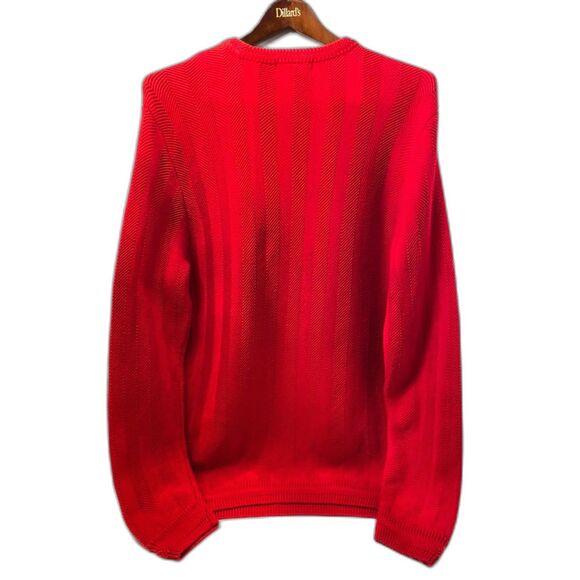 Chaps Ralph Lauren Mens Sweater Red Herringbone Hand Framed Vtg Md - Picture 6 of 10